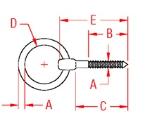 Lag Ring Bolt Line Drawing